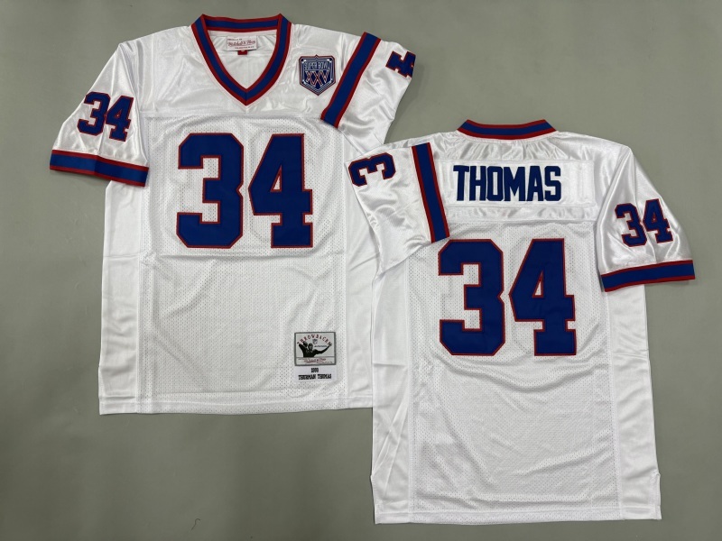 Men 2025 Buffalo Bills #34 Thomas white Throwback Limited NFL Jersey style 001